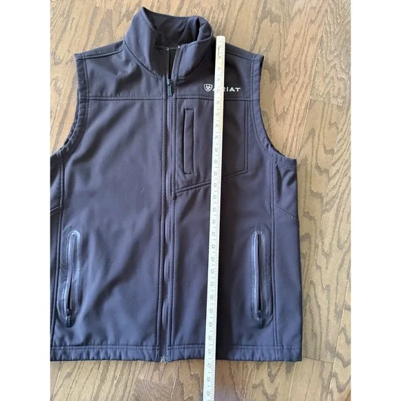 Ariat Softshell Vest Dark Brown Western Lightweight Zip Fleece Lined Mens Medium - Picture 11 of 12